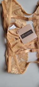 LA PERLA 32B Italia 1 XS camel SHEER & LACE bra & shortie  ELEGANCE set NWT