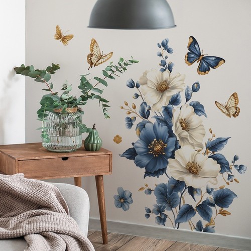 3D Flower Wall Stickers Butterfly Floral Wall Decals Home Decor Wall Art Sticker - Picture 2 of 36
