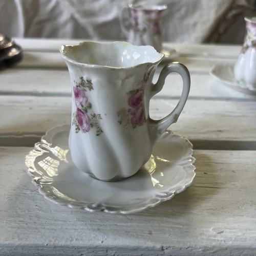 Antique R.S Prussia Chocolate Pot W 6 Cups & Saucers Roses Floral - Picture 17 of 24
