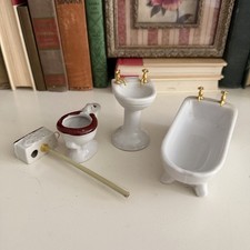 Vintage Dollhouse Bathroom Set Porcelain Rare Collectible