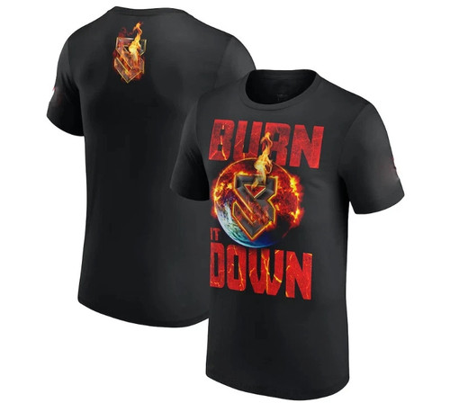 Men's Black Seth Rollins Burn It Down T-Shirt - Imagen 1 de 5
