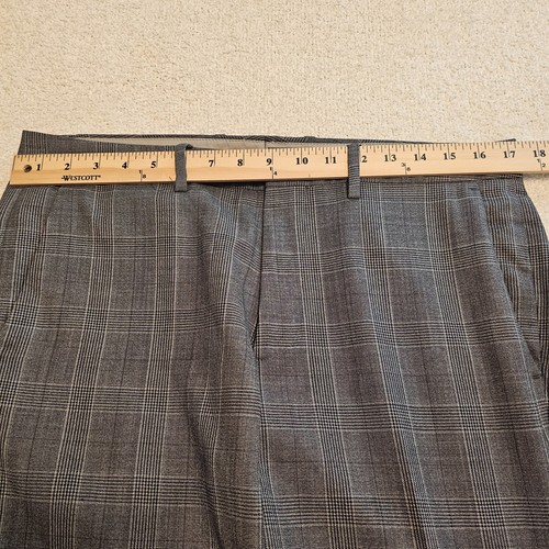 Bonobos Pantalon 100% Laine Gris Plaid Bouton Caché Poches Slash Taille 32 - Photo 4/8