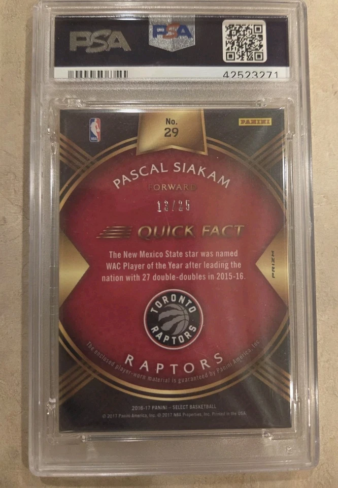 Pascal Siakam RC⚡️2016-17 Select Rookie Swatch Patch Tie Dye /25 PSA 9 MINT 📈 - Image 2 of 3