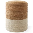 Hand-Braided Round Jute Pouf Ottoman Footrest, Boho Decor, 14" Diameter x 16" H