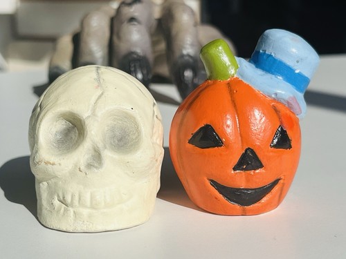 Vintage Halloween Handmade Skull pumpkin Jack O’lantern decor - Picture 19 of 23