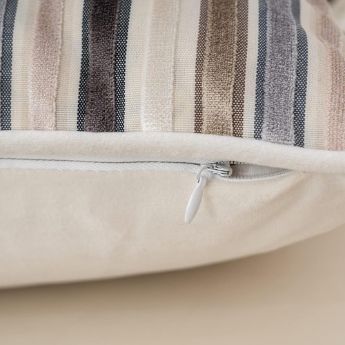 Beige Striped Throw Pillow Cover Multicolor Velvet Cushion Cover Modern Bohem... - Picture 6 of 7