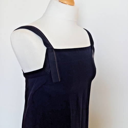 Helmut Lang Women's S UK 8 Black Crepe Apron Pinafore Tie Midi Dress Designer - Picture 5 of 7