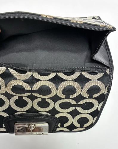 Coach Signature Canvas & Leder Geldbörse Schwarz Beige Verschluss Organizer Authentisch - Bild 4 von 10