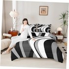 Grey White Black Comforter Set Size Geometric Abstract Circle King Multi 13