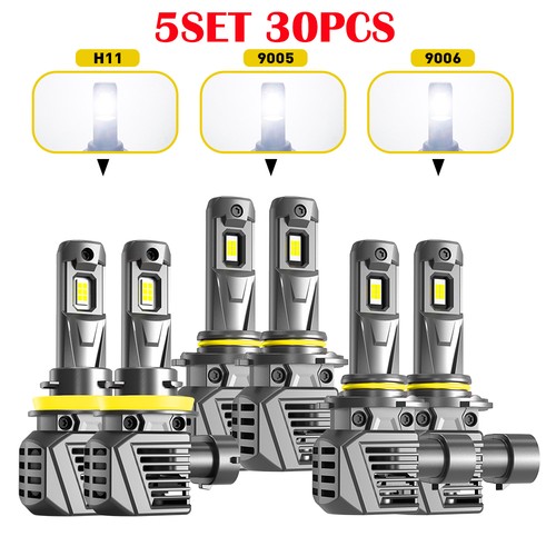 Combo 9005+H11+9006 LED Headlight Bulb Low High Beam Kit 6500K White 60000LM EXC - Picture 39 of 54