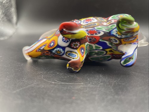 Murano Millefiori mundgeblasen Kunst Glas Briefbeschwerer Schwein mit Blumendetails Figur - Bild 6 von 8