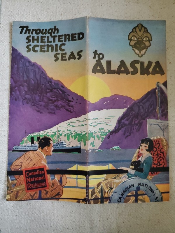  Vintage 1925 Travel Brochure  "Sheltered Scenic Seas to Alaska Canadian Railway