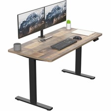 VIVO Electric 55” x 28” Stand Up Desk, Reclaimed Wood Table Top, Black Frame
