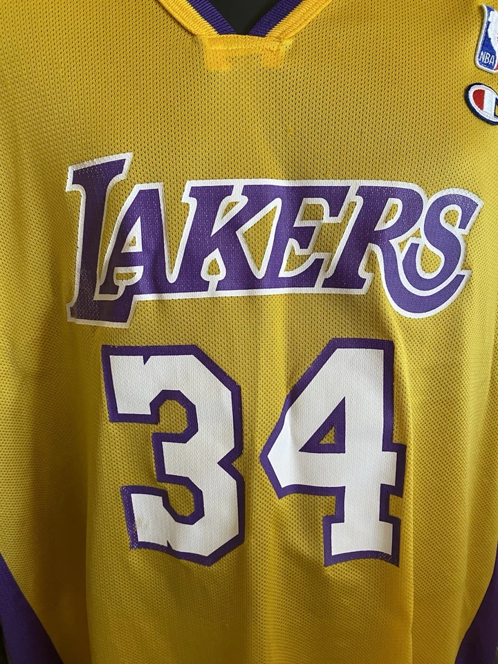 Champion Mens L Yellow NBA Lakers Shaquille O’Neal #34 Jersey Vintage Pre-Owned - Image 3 of 4