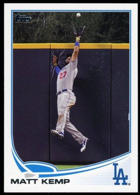 Matt Kemp 2013 Topps #242 Leaping At Wall Catching Image Variation SP Dodgers