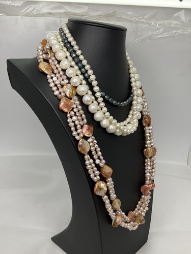 Lot of 5 Mixed Color Pearl Necklaces - Picture 4 of 5