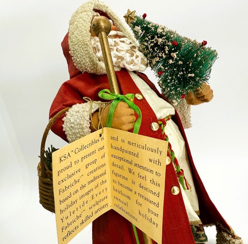 Weihnachtsmann Figur 11" rotes Gewand Baumstab Korb - Kurt S Adler Fabriché - Bild 4 von 13