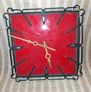 VINTAGE RETRO WALL CLOCK MID CENTURY MODERN MADE IN DENMARK TILE & IRON