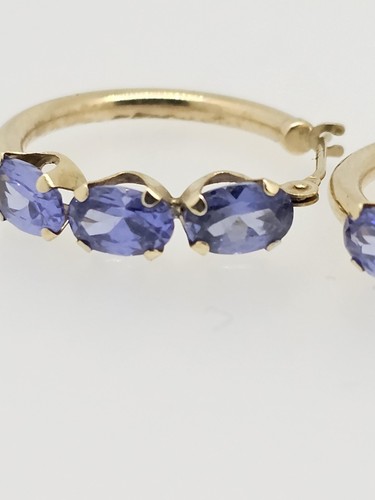10k Oval Tanzanite Hoop Earring - Picture 2 of 16