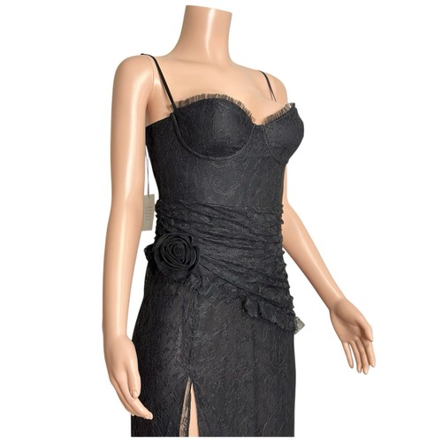 $ 320 Neu mit Etikett Majorelle Salma geblümtes Spitzenkleid, schwarz, Medium - Bild 12 von 14