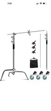 11ft Heavy Duty C Stand Light Tripod Gobo Booms Arm Grip Head Studio With Wheels