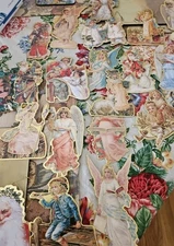 VTG Lot Of 22 MERRIMACK Die Cut Victorian Style Paper Angels & Santa Hangings