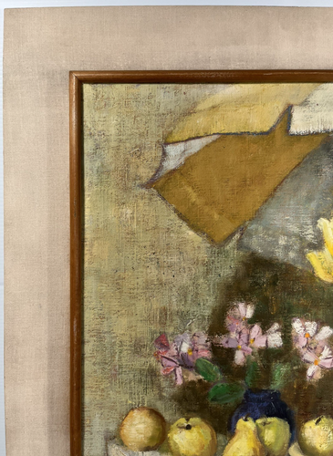 MID CENTURY MODERN MCM ABSTRACT FRUIT & FLOWERS STILL LIFE VINTAGE OIL PAINTING - Picture 21 of 24