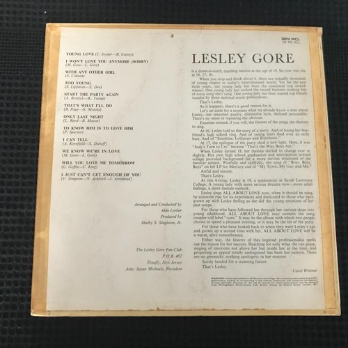 LESLEY GORE Sings All About Love 1965 UK 1st Press 20076MCL Mercury NEAR MINT - Picture 2 of 6