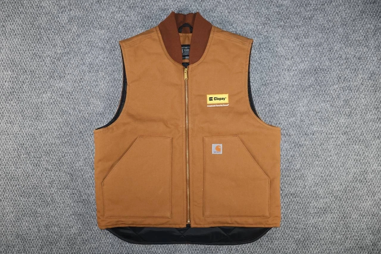 Carhartt V01 BRN Duck Vest Mens Large Brown Quilted Lined Workwear USA