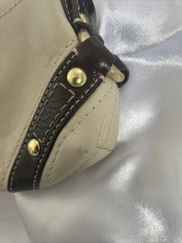 Coach Carly Tan Beige Leather Wristlet With Brown Studded Wristlet Baguette - Picture 4 of 10