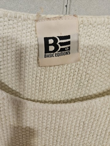 Vintage Basic Editions Waffle Knit Thermal Over Shirt Size Large Cotton White  - Picture 3 of 5