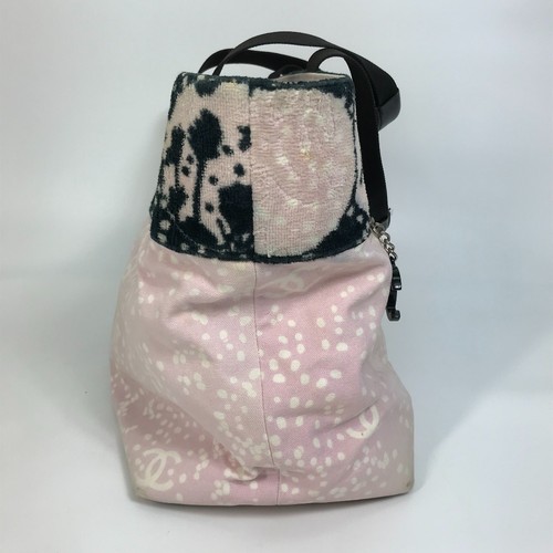CHANEL CC Mark Hand Bag Tote Bag Canvas Light pink x black - Picture 5 of 15