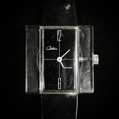 c.1970s Chateau Swiss Made Space Age Hand Wound Mechanical Watch -Acrylic Case!