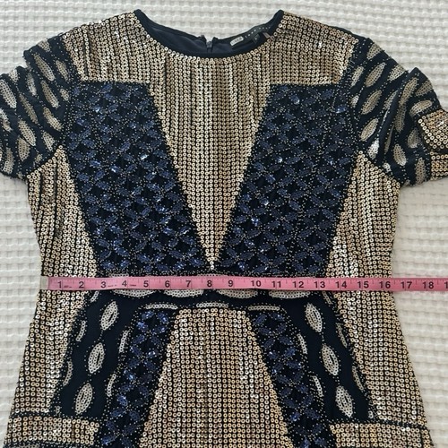 Anthropologie Endless Rose Geometric Sequence Mini Dress Blue Womens Size Medium - Picture 11 of 12