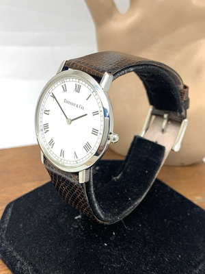 Tiffany & Co. Unisex Watch M151 Swiss Quartz White Dial Brown