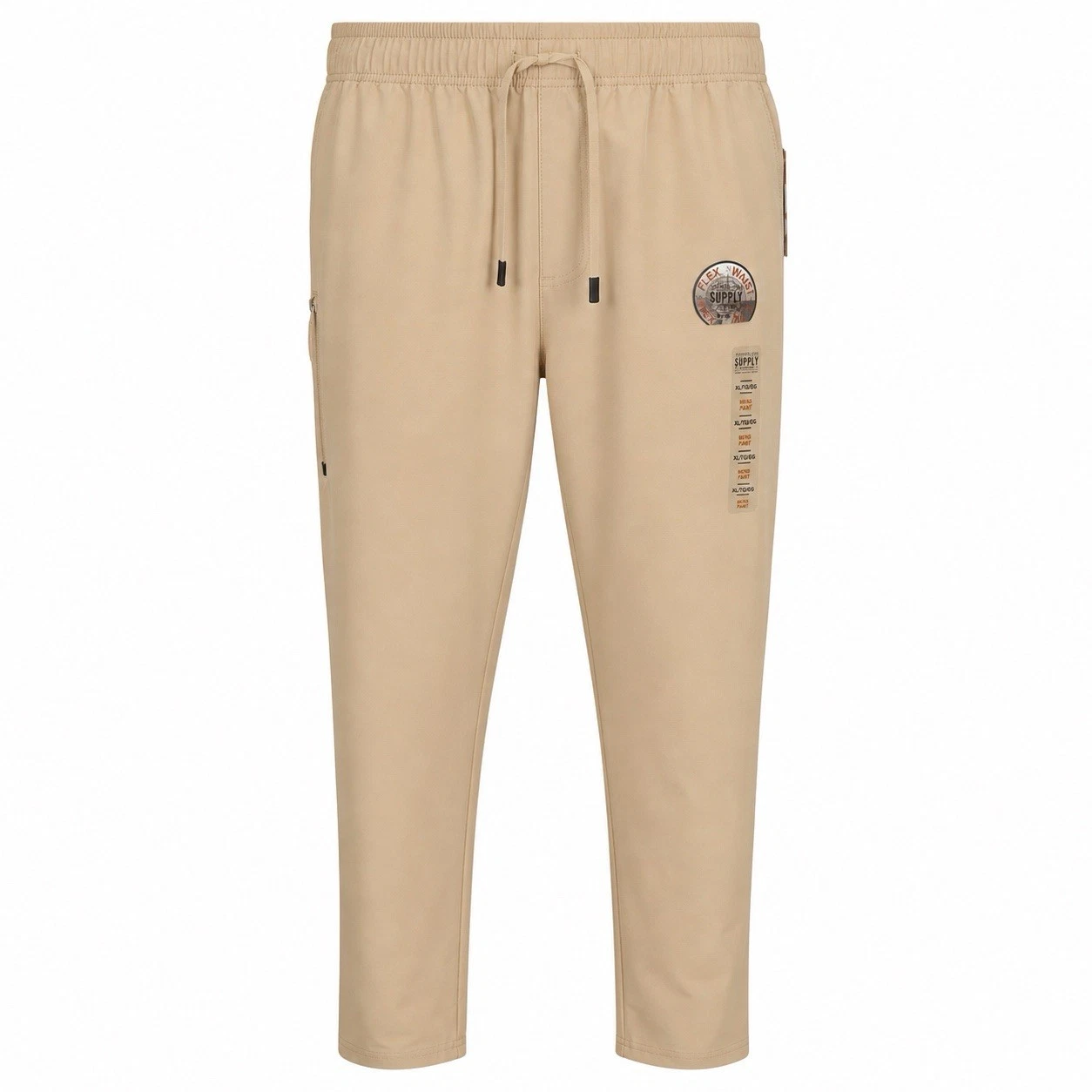 London Fog Supply Mens Khaki Jogger Pants XL NWT Elastic Waist Zip Pocket