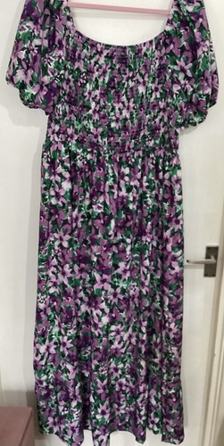 Hübsches geblümtes gerafftes fließendes Maxi Sommerkleid 👗 3XL dehnbar 20 22 24