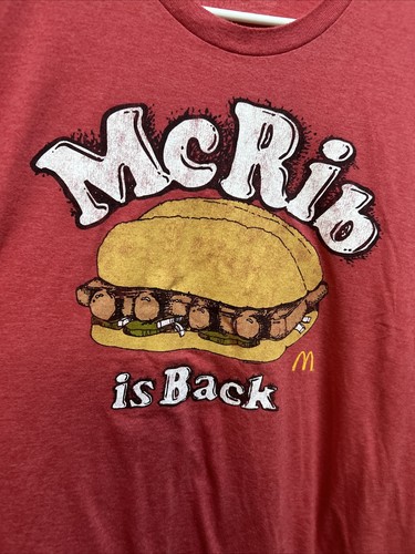 Camiseta McRib Is Back Rara McDonald's Para Hombre Talla XL Roja - Imagen 2 de 5