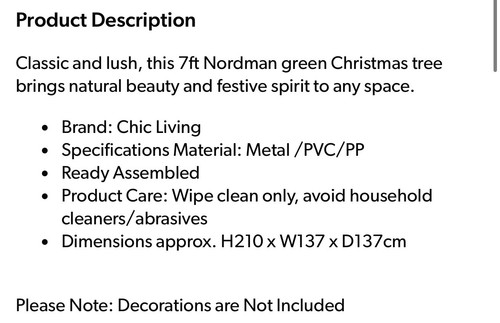 Chic Living Nature’s Forest 7ft Weihnachtsbaum Nordman grün 87H420 - UVP 299£ - Bild 6 von 6