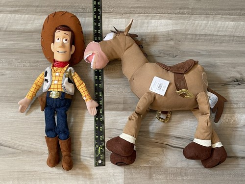DISNEY STORE Toy Story BUZZ LIGHTYEAR, Woody + Bullseye Soft Stuffed,Vinyl Face - Picture 17 of 17