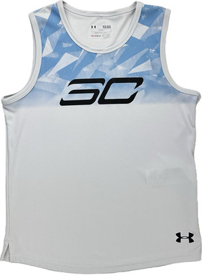 Under Armour Kids Grey Sleeveless Polyester Steph Curry SC30 Athletic Tank Top L