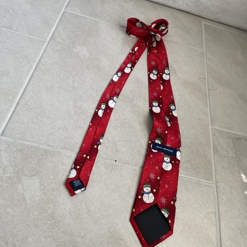 John Ashford Mens Tie Christmas Geometric Red Classic Designer Silk One Size - Picture 5 of 6