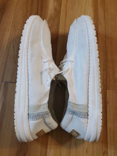 Zapatos Hey Dude Wendy de lino blancos para mujer talla 10 estilo 121410228 - Imagen 8 de 10