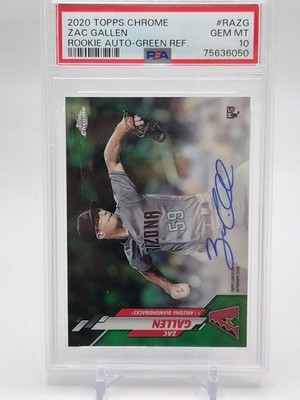 2020 Topps Chrome Zac Gallen Rookie Autographs Green /99 - PSA Gem 10