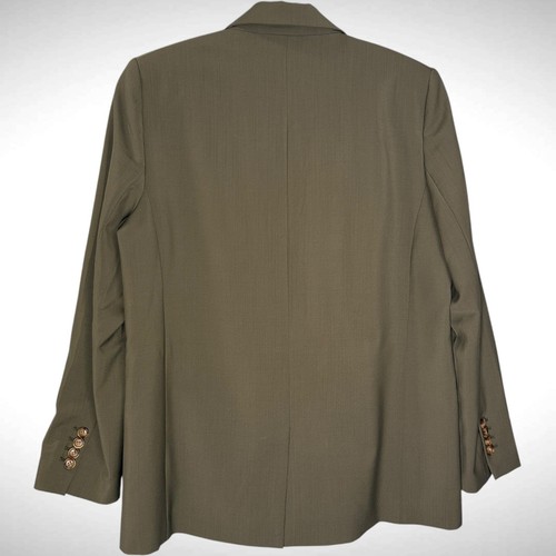 Maje Vasta 40 L Wollmischung Einknopf Blazer Jacke Olivgrün Dunkel Academia - Bild 5 von 15