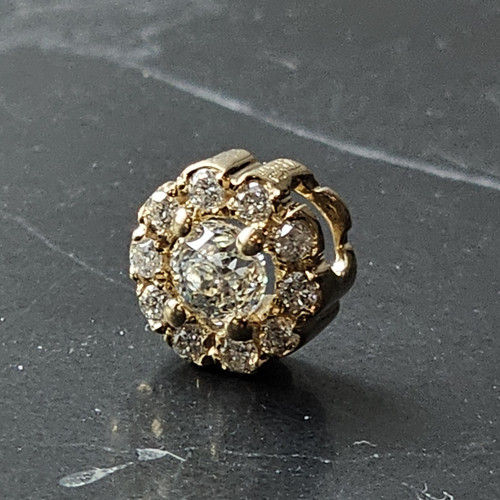 Crown of Light Diamond Pendant .34ct Center .17ct Sides Halo 14k Yellow Gold - Picture 9 of 9
