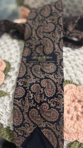 Vintage Brooks Brothers Makers 100 % Seide Paisley braune Herrenkrawatte blau Karriere - Bild 1 von 2