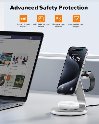 3 in 1 Charging Station Compatible with Magsafe Charger Wireless Charger Stan... - Picture 7 of 7