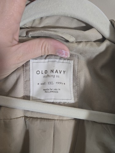 Old Navy Khaki 2000s Trench Coat Sz XXL Flare Mid Length - Picture 3 of 11