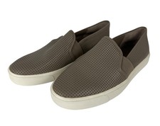 Vince Blair Taupe Tan Perforated Leather Slip On 7M Sneakers Casual Comfortable